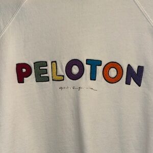 Peloton White Sweatshirt with Colorful Logo